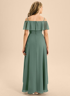 Azazie Maggie Junior Eucalyptus A-Line Off the Shoulder Chiffon Dress image2