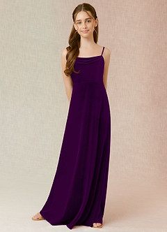 Azazie Solange Junior Grape A-Line Velvet Dress image4