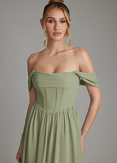 Azazie Caterina Bridesmaid Dresses Pistachio A-Line Corset Chiffon Dress image8
