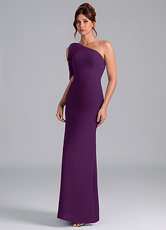 Azazie Rinna Bridesmaid Dresses Grape Mermaid One Shoulder Chiffon Dress image3