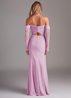 Azazie Hallie Bridesmaid Dresses Candy Pink Mermaid Long Sleeve Chiffon Dress image8
