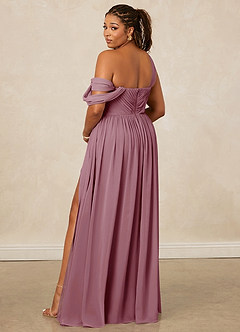 Christian Siriano Bridal for Azazie 1014 Bridesmaid Dresses Vintage Mauve A-Line Off the Shoulder Chiffon Dress image11