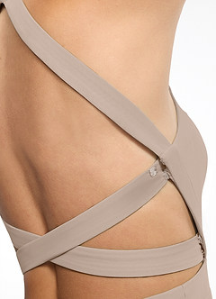 Azazie Clarice Bridesmaid Dresses Taupe A-Line Halter Chiffon Dress image7