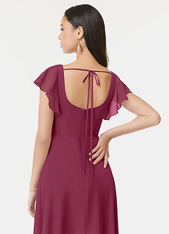 Azazie Bondi Bridesmaid Dresses Mulberry A-Line Ruffled Chiffon Dress image3