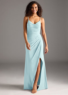 Azazie Deandra Bridesmaid Dresses Sea Glass Mermaid Pleated Chiffon Dress image5