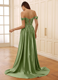 Rowane Olive Corset Rhinestone Sheer Lace Prom Dress image9