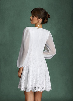 Azazie Dionne Wedding Dresses Diamond White A-Line Lace Dress image9