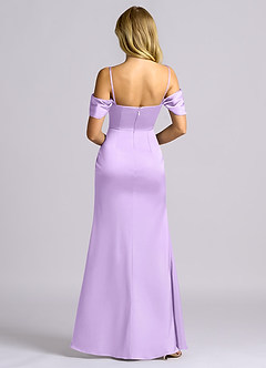 Azazie Auden Bridesmaid Dresses Lilac Sheath Off the Shoulder Stretch Satin Convertible Dress image2