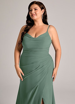 Azazie Deandra Brudtärnklänningar Klä av Sjöjungfru i Chiffong Plisserad Eukalyptus image12