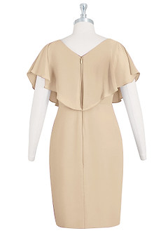 Azazie Julia Mother of the Bride Dresses Champagne Sheath V-Neck Pleated Chiffon Dress image7