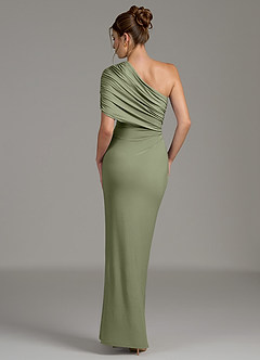 Azazie Essence Bridesmaid Dresses Pistachio Sheath One Shoulder Premium Stretch Jersey Dress image2