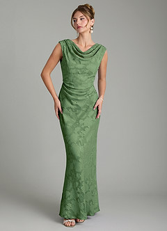 Azazie Kieryn Bridesmaid Dresses Eucalyptus Mermaid Pleated Floral Burnout Dress image5