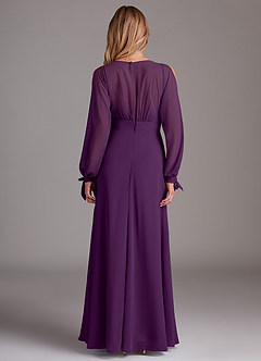 Azazie Matilda Robes de demoiselle d'honneur Robe Trapèze en Mousseline de soie Manche longue Grain De Raisin image5