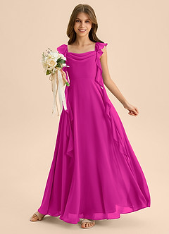 Azazie Carmin Junior Klä av A-Line i Chiffong Rynkad image5