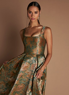 Vestido Verde Azulado Vintage Largo Ainslee image8