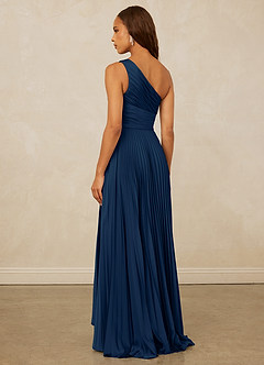 Christian Siriano Bridal for Azazie 1008 Bridesmaid Dresses Dark Navy A-Line One Shoulder Stretch Satin Dress image2
