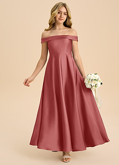 Azazie Sissy Junior Klänning av A-Line i Stretch Satin Off the shoulder image1