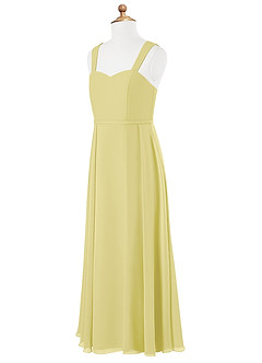 Azazie Simoan Junior Abito A-Line in Chiffon Scollo a Cuore Sorbetto Al Limone image6