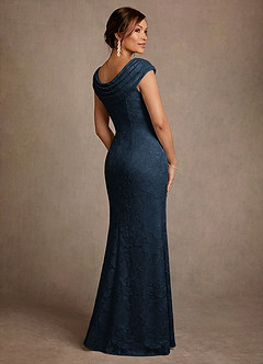 Azazie Irvine vestidos de madre de la novia Vestido Azul Marino Oscuro de Devorado Floral de Corte en A con Plisado image2