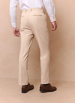 front Savile Tan Wool Blend Dress Pants