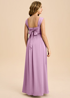 Azazie Hattie Junior Abito A-Line in Raso Elasticizzato Plissettato Glicine image7