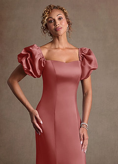 Azazie Redding Suknie dla Matki Panny Młodej Osłona Marszczony Satyna elastyczna Długość podłogi Sukienka image6