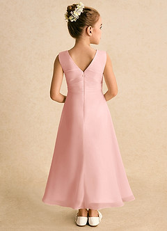 Azazie Edelweiss Robe Demoiselle D'honneur Fillette Robe Trapèze en Mousseline de soie Plissée Rosette image6
