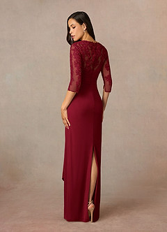 Azazie Poe Mother of the Bride Dresses Burgundy Sheath Lace Dress image4