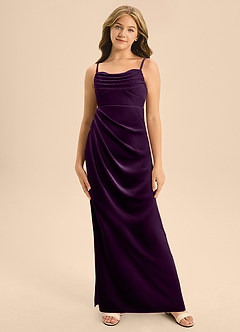 Azazie Mai Junior Grape A-Line Sweetheart Neckline Velvet Dress image6