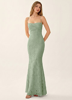 Natasha Light Green Jacquard Corset Mermaid Summer Dress image3