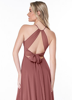Azazie Evalleen Robes de demoiselle d'honneur Robe Trapèze en Mousseline de soie Plissée Améthyste image3