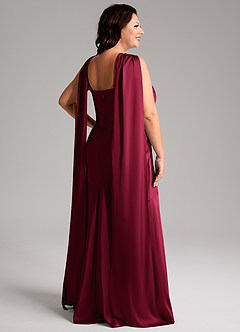 Azazie Kinsley Robes de demoiselle d'honneur Robe Sirène en Satin extensible Fente Latérale Bourgogne image9