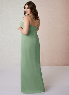 Azazie Tayla Abiti da Damigella Abito Tubino in Chiffon Scollo Quadrato Matcha image9