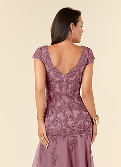 Azazie Romy Mother of the Bride Dresses Vintage Mauve Mermaid V-Neck Sequins Tulle Dress image6
