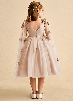 Azazie Staria Blumenmädchenkleider Ballkleid Gestreift Tüll Kleid Englisches Rosa image2
