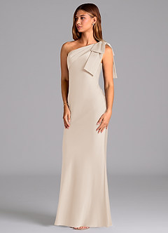 Azazie Yuanna Bridesmaid Dresses White Alabaster Mermaid One Shoulder Stretch Satin Dress image4