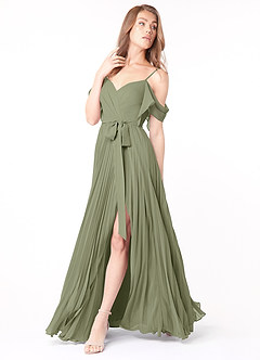 Azazie Lyney At-home Try On Dresses Dusk A-Line Off the Shoulder Chiffon Dress image3