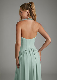Azazie Alicia At-home Try On Dresses Agave A-Line Pleated Chiffon Dress image2