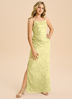 Azazie Mai Junior Etui Plissee Blumen-Burnout Kleid Zitronensorbet image4