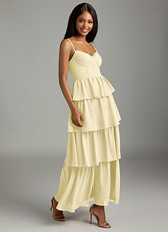 Azazie Kaiden Bridesmaid Dresses Lemon Sorbet A-Line Sweetheart Neckline Chiffon Dress image3