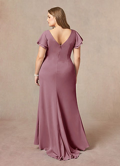 Azazie Peppermint Mother of the Bride Dresses Vintage Mauve Mermaid Scoop Ruched Stretch Crepe Dress image7