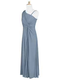 Azazie Brooke Junior Abito A-Line in Maglia Plissettato Blu Polveroso image7