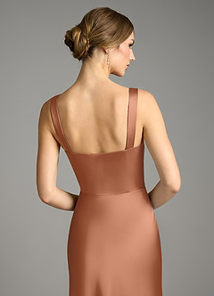Azazie Alouette Bridesmaid Dresses Bronzer Mermaid Pleated Stretch Satin Dress image4