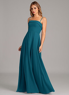 Azazie Lucienne Bridesmaid Dresses Ink Blue A-Line Strapless Chiffon Convertible Dress image6
