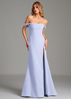 Azazie Riley Robes de demoiselle d'honneur Robe Fourreau Convertible en Mousseline de soie Épaule décolletée Lavande image1