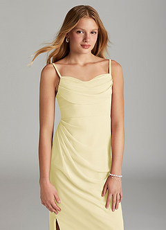 Azazie Mai Junior Osłona Pofałdowany Szyfon Długość podłogi Młodsza druhna Sukienka image5