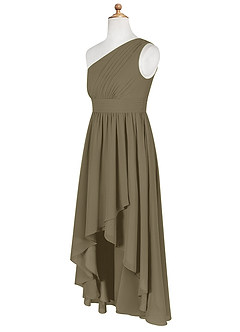 Azazie Mathilda Junior Willow Green A-Line Pleated Chiffon Dress image8