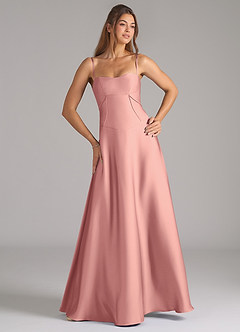 Azazie Valentine Bridesmaid Dresses Rosette A-Line Corset Stretch Satin Dress image4