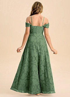 Azazie Anselie Junior Eucalyptus A-Line Off the Shoulder Floral Burnout Dress image2