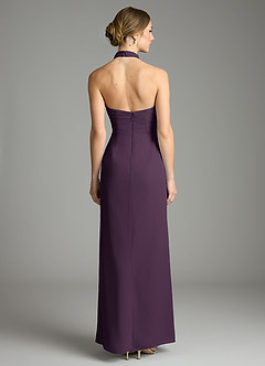 Azazie Jemma Bridesmaid Dresses Plum Sheath Pleated Chiffon Dress image2